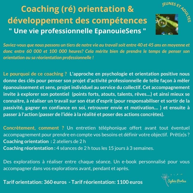 Coaching (ré)orientation et développement des compétences - Sylvie Portas